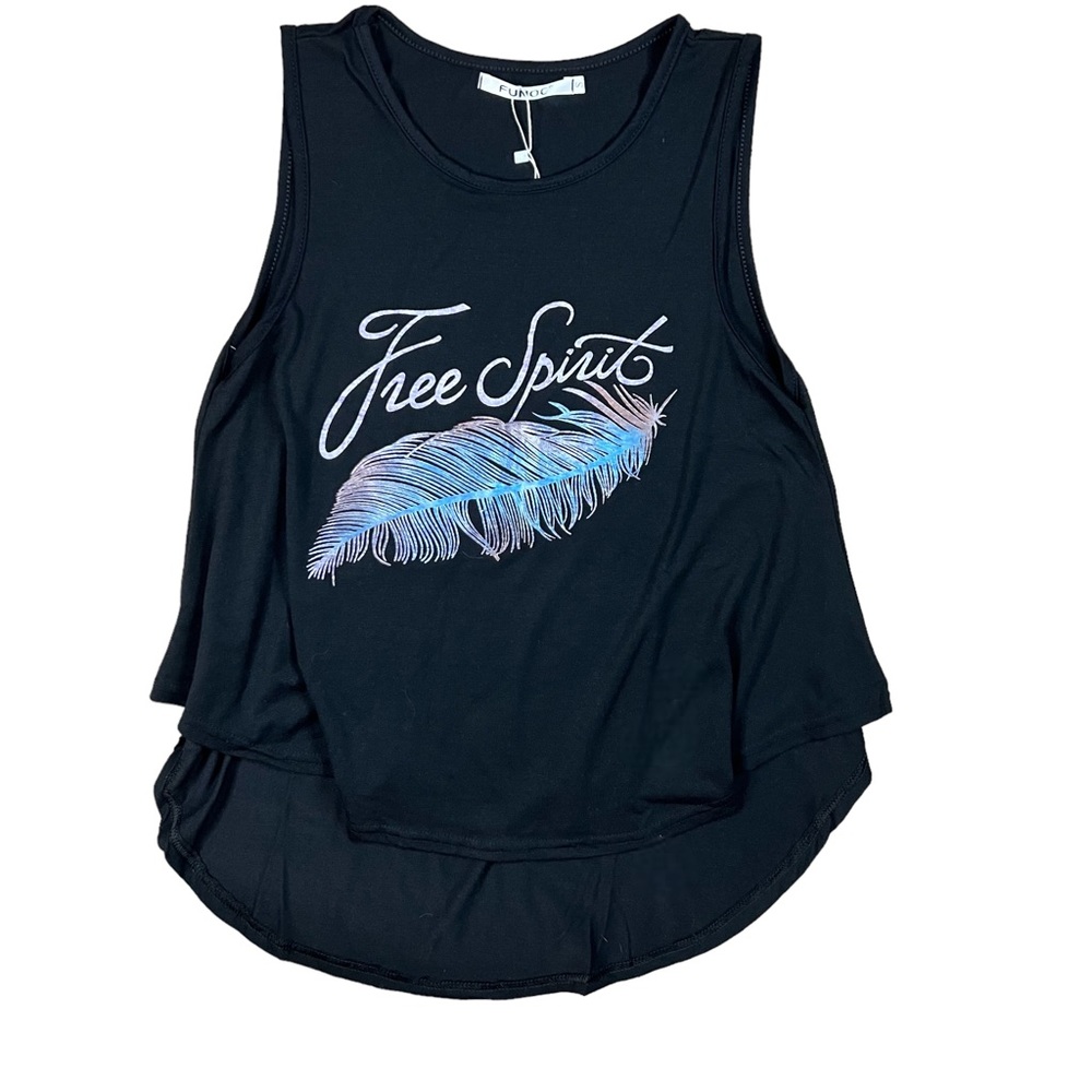 Funoc Women’s Small Black Free Spirit High Low Flowing Tank Top New